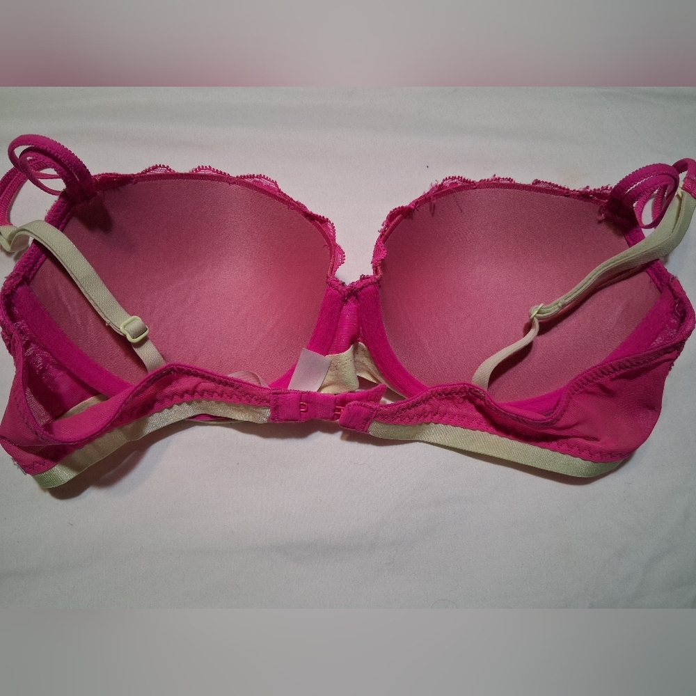 Victoria’s Secret PINK Lace Push-Up Bra - Hot Pink /  Fuchsia - 34B - Picture 5 of 8